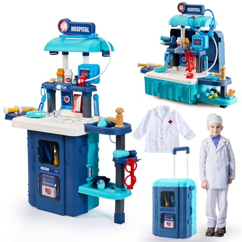 GEIYATOI Kids Toy Doctor Kit, Toddler Medical Set with Stethoscope and Medical Tools Toys for 3 4 5 6 Years Old Boys Girls, Doctor Pretend Play Toy Gifts for Christmas Birthday Party New Year