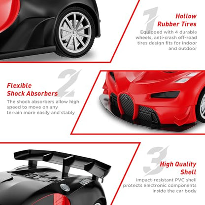 GaHoo Remote Control Car for Kids - 1/16 Scale Electric Remote Toy Racing, with Led Lights Rechargeable High-Speed Hobby Toy Vehicle, RC Car Gifts for 4 5 6 7 8 9 Years Boys Girls (Red)