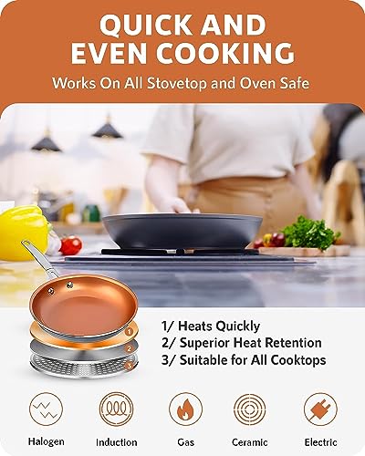 Gotham Steel Pro 13 Pc Ceramic Pots and Pans Set Nonstick Cookware Sets Pot and Pan Set, Kitchen Cookware Sets, Ceramic Cookware Set, Hard Anodized Cookware Set, Pot Set, Dishwasher Safe, Copper