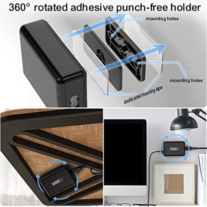 USB C Charger Fast Charging 100W, 5 Ports Charging Blocks Ultra Thin Flat Plug, USB Charging Station with 360° Rotated Adhesive Punch-Free Holder, Charging Hub for Laptops, Tablets, Cellphones Stuff