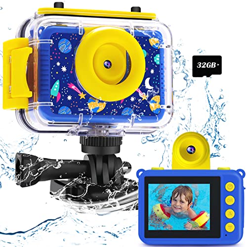 AILEHO Kids Camera - Underwater Camera for Kids Girls Boys, Waterproof Digital Camera, Toddler Toys Kids Selfie Video Camera Recorder for Birthday for Girls Age 3-12 (Dark Blue)