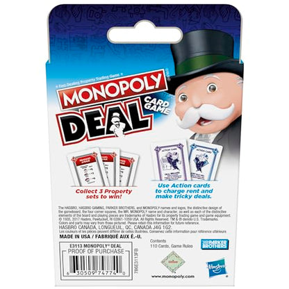 Monopoly Deal Quick-Playing Card Game for Families, Kids Ages 8 and Up and 2-5 Players