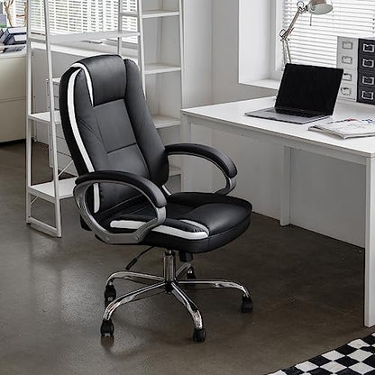 NEO CHAIR Office Chair Computer Desk Chair Gaming - Ergonomic High Back Cushion Lumbar Support with Wheels Comfortable Black Leather Racing Seat Adjustable Swivel Rolling Home Executive