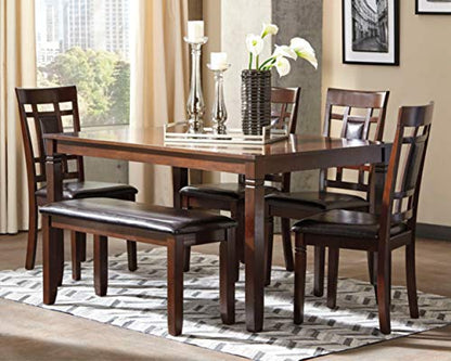 Signature Design by Ashley Bennox Dining Room Set, Includes Table, 4 18" Chairs & Bench, Brown