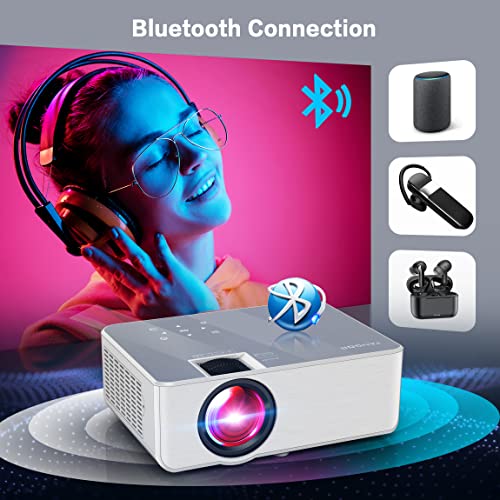 FANGOR 1080P HD Projector, WiFi Bluetooth Projectors, Max 230”Projection Screen Portable Home Theater Video Movie Proyector With Tripod, Compatible with HDMI, VGA, USB, Laptop, iOS & Android Phone