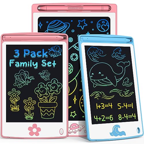 Hockvill LCD Writing Tablet for Kids 3 in 1 Pack, 8.8 Inch Learning Toys for 3 4 5 6 7 8 Year Old Girls Boys, Toddler Drawing Pad Doodle Board Travel Essentials Christmas Birthday Gift for Children