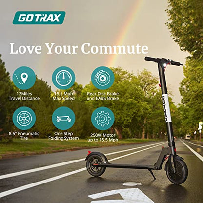 Gotrax GXL V2 Electric Scooter, 8.5" Pneumatic Tire, Max 12 Mile Range and 15.5Mph Speed, EABS and Rear Disk Brake,Lightweight Aluminum Alloy Frame and Cruise Control,Foldable Escooter for Adult,Black