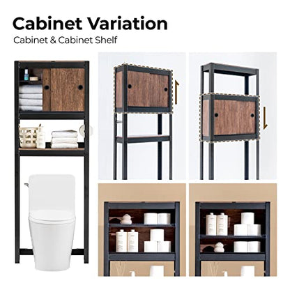 HOMEDANT House Over The Toilet Storage Cabinet Fully Adjustable Shelf Organizer Bathroom Easy Assemble Shelf Black 24.4" W x 8.6" D x 65.4" H