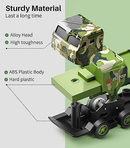 Geyiie Army Truck for Kids, Die Cast Military Toys Trucks Missile Launcher, Army Vehicles for Toddler Ages 3-8 Stocking Stuffers