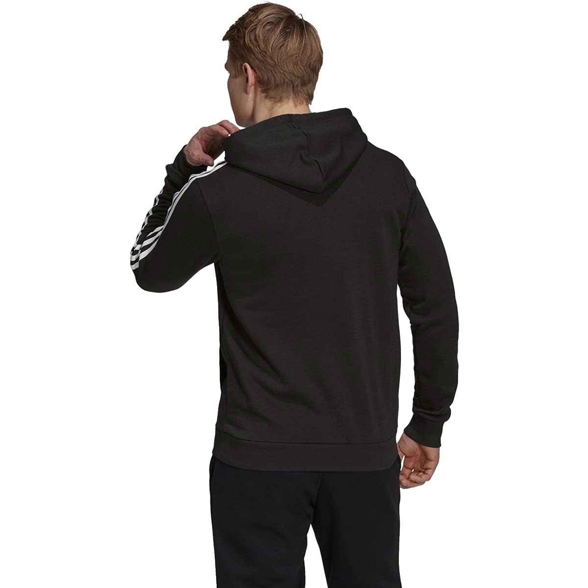 adidas Men's Essentials Fleece 3-stripes Hoodie, Black, Small