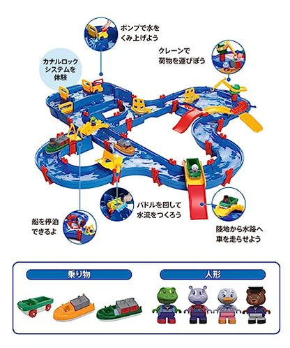 AQUAPLAY Amphie World Water Playset, Water Canal System for Hours of Fun, Educational, Learn how Water Moves, Lifts and Climbs, For Ages 3 and up