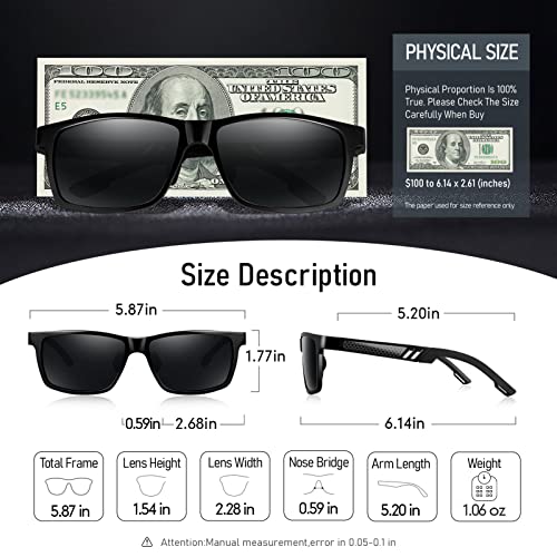 BIRCEN Mens Sunglasses Polarized UV Protection: Classic Shades for Men Driving Fishing with Al-Mg Metal Frame