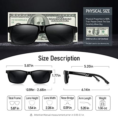 BIRCEN Mens Sunglasses Polarized UV Protection: Classic Shades for Men Driving Fishing with Al-Mg Metal Frame