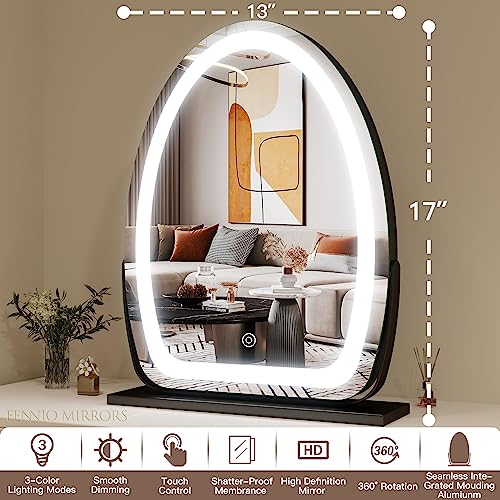 FENNIO Vanity Mirror with Lights, 17"x13" LED Lighted Makeup Mirror, Large Makeup Mirror with Lights, Touch Sensor with 3-Color Lighting, Dimmable for Vanity Desk Tabletop, Bedroom