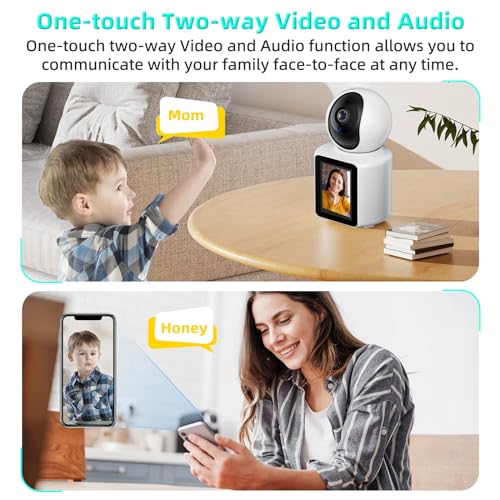 oneware Video Call Security Camera Indoor, Nanny Camera Baby Monitor Pet Camera,Two-Way Video,One-Touch Call,360-Degree View WiFi Camera for Home Security, Motion Tracking, IR Night Vision