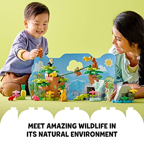 LEGO DUPLO Wild Animals of South America 10973 Educational Set - Featuring 7 Toy Animal Figures and Jungle Playmat, Early Learning and Motor Skill Toys for Toddlers, Girls, Boys, and Kids Ages 2+