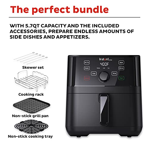 Instant Pot 5.7-QT Air Fryer Oven with Accessories, From the Makers of Instant Pot, Customizable Smart Cooking Programs, Digital Touchscreen, Dishwasher-Safe Basket, App with over 100 Recipes