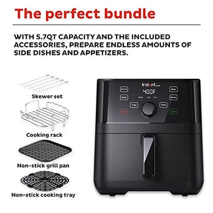 Instant Pot 5.7-QT Air Fryer Oven with Accessories, From the Makers of Instant Pot, Customizable Smart Cooking Programs, Digital Touchscreen, Dishwasher-Safe Basket, App with over 100 Recipes