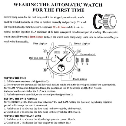Mens Watches OLEVS Watch Men Automatic Watches for Men Tourbillon Self Winding Skeleton Watch for Men,Men's Wrist Watches Luxury Dress Waterproof Mens Watch Blue Dial Mechanical Watch Day Date,reloj para hombre