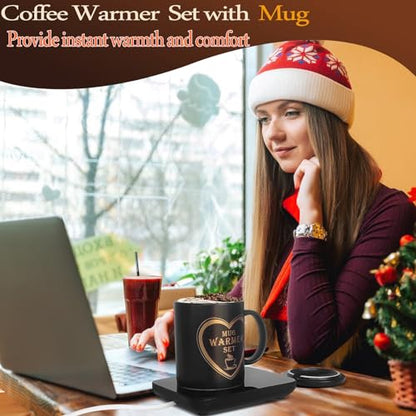 Coffee Mug Warmer Set with Mug, Coffee Mug Cup Warmer for Desk with Auto Shut Off-Coffee Gifts