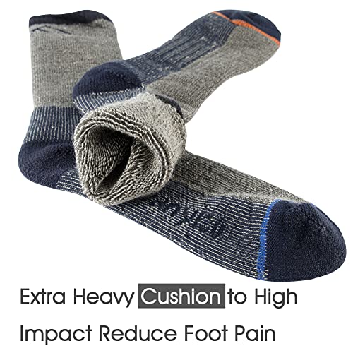 KAVANYISO Men's Merino Wool Hiking Socks Breathable Athletic Crew Thicken