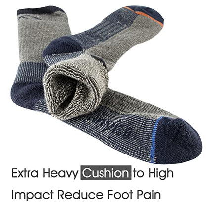 KAVANYISO Men's Merino Wool Hiking Socks Breathable Athletic Crew Thicken