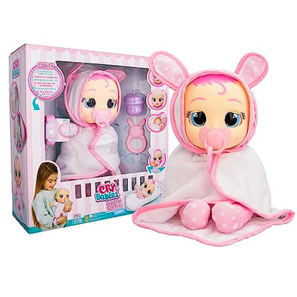 Cry Babies Newborn Coney - Interactive Baby Doll with 20+ Baby Sounds, Girls & Kids Age 18M and Up