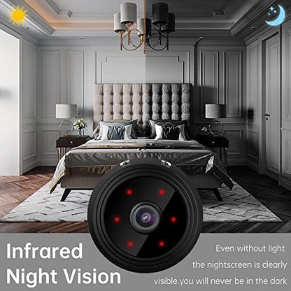 Augele Mini Camera WiFi Wireless Nanny Cam, 1080p HD Home Security Camera,Night Vision Indoor/Outdoor Small Dog Pet Camera for Mobile Phone Applications in Real Time