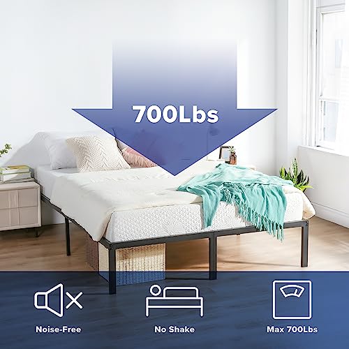 Olee Sleep 18 Inch Heavy Duty Steel Slat Anti-Slip Support, Easy Assembly Platform Bed frame, Noise Free Steel Mattress Foundation, Maximum Storage, No Box Spring Needed, Black, King Size