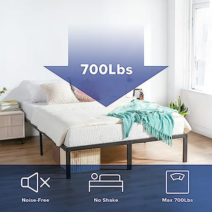 Olee Sleep 18 Inch Heavy Duty Steel Slat Anti-Slip Support, Easy Assembly Platform Bed frame, Noise Free Steel Mattress Foundation, Maximum Storage, No Box Spring Needed, Black, King Size