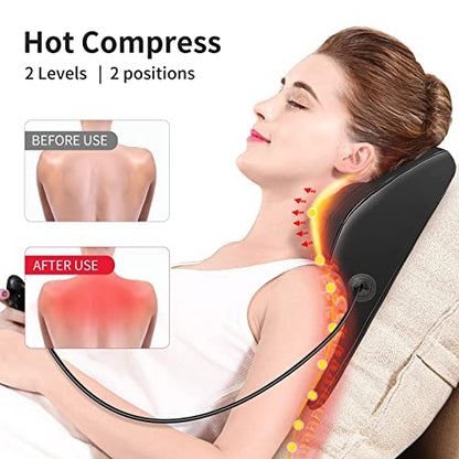 Boriwat Back Massager with Heat, Massagers for Neck and Back, 3D Kneading Massage Pillow for Back, Neck, Shoulder, Leg Pain Relief, Fathers Day Gifts for Dad Men, Stress Relax at Home Office and Car