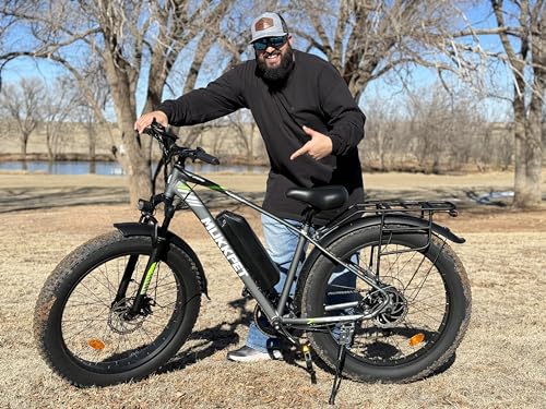Mukkpet Suburban 750W Electric Bike for Adults 26'' * 4.0 All Terrain Tire Electric Mountain Bikes 48V 15AH BMS Removable Lithium Battery Electric Bicycle Shimano 7-Speed Electric Bike, Standard