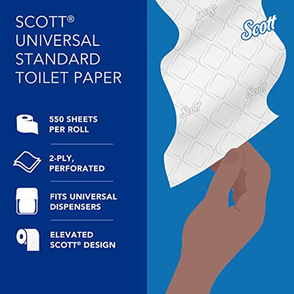 Scott® Professional Standard Roll Toilet Paper (04460), with Elevated Design, 2-Ply, White, Individually wrapped, (550 Sheets/Roll, 80 Rolls/Case, 44,000 Sheets/Case)