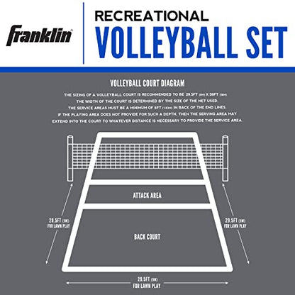 Franklin Sports Volleyball + Badminton Sets - Beach + Backyard Combo Complete Outdoor Lawn Game Set - Volleyball, Pump, Badminton Rackets, Birdies, Net + Poles Included