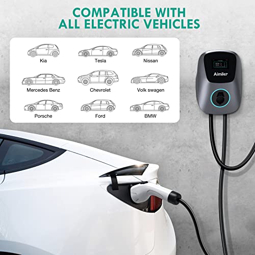 Aimiler EV Charger Level 2, 48A 240V 11.5KW Smart Electric Vehicle Charger with NEMA 14-50P, 25ft-Cable ETL Listed Indoor/Outdoor Car Charging Station with App, Wi-Fi and Bluetooth Enabled EVSE