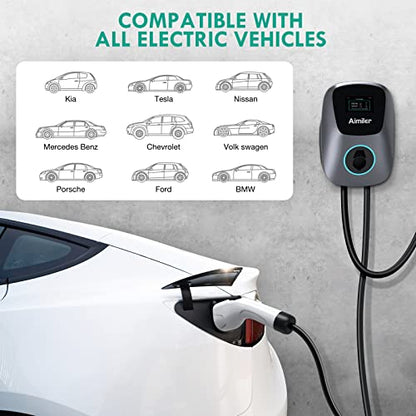 Aimiler EV Charger Level 2, 48A 240V 11.5KW Smart Electric Vehicle Charger with NEMA 14-50P, 25ft-Cable ETL Listed Indoor/Outdoor Car Charging Station with App, Wi-Fi and Bluetooth Enabled EVSE