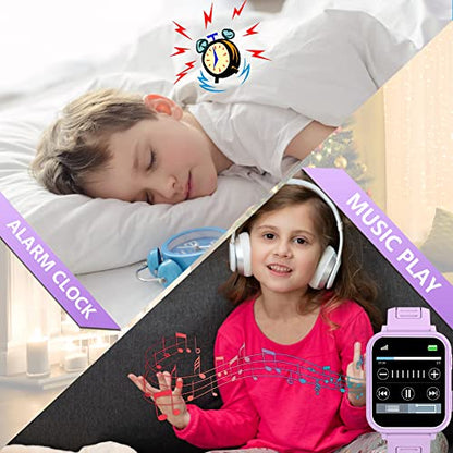 Smart Watch for Kids with 24 Puzzle Games 1.44" HD Touchscreen Camera Video Music Player Pedometer Alarm Clock Calculator Torch Sport Band Educational Learning Toys Gifts for Age 3-12 Boy Girl (Pink)