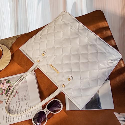Montana West Quilted Handbag for Women Tote Purse Shoulder Bag Large Fashion Hobo Purse MWC-084BWT
