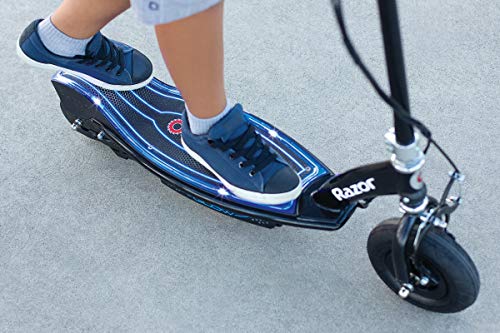 Razor E100 Glow Electric Scooter for Kids Age 8+, LED Light-Up Deck, 8" Air-filled Front Tire, Up to 40 Minutes Continuous Ride Time