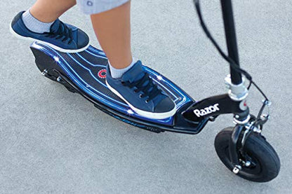 Razor E100 Glow Electric Scooter for Kids Age 8+, LED Light-Up Deck, 8" Air-filled Front Tire, Up to 40 Minutes Continuous Ride Time