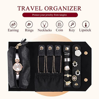 Pretty Comy Jewelry Boxes for Women, Small Travel Jewelry Organizer, 2 Layers Large Jewelry Organizer, PU Leather Display Jewellery Holder with Removable Tray for Necklace Earrings Rings Bracelets…