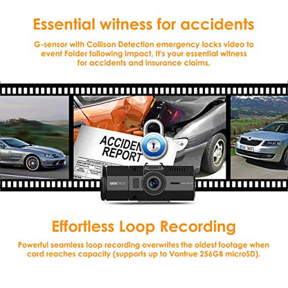 Vantrue N2 Pro Uber Dual Dash Cam Infrared Night Vision, Dual Channel 1080P Front and Inside Dash Cam, 2.5K Single Front Car Accident Dash Camera, 24hr Motion Sensor Parking Mode, Support 256GB max