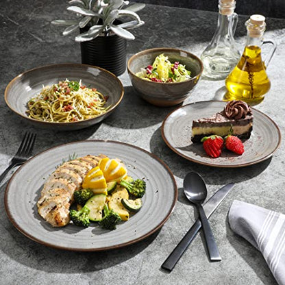 Gibson Elite Dreamweaver Double Bowl Terracotta Reactive Dinnerware Set - Grey, Service for 4 (16pcs)