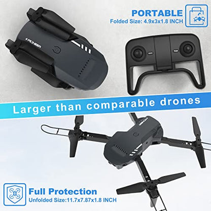 RADCLO Mini Drone with Camera - 1080P HD FPV Foldable Drone with Carrying Case, 2 Batteries, 90° Adjustable Lens, One Key Take Off/Land, Altitude Hold, 360° Flip, Toys Gifts for Kids and Adults