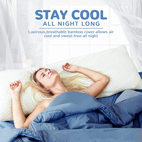 ELEMUSE Full Body Pillow for Adults - Shredded Memory Foam & Zippered Cooling Bamboo Cover - 20 x 54 Long Pillow for Sleeping - Bed Pillows for Side Sleeper