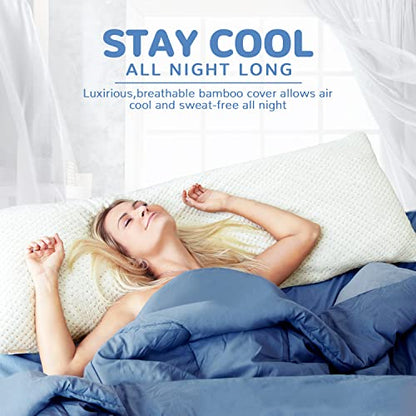 ELEMUSE Full Body Pillow for Adults - Shredded Memory Foam & Zippered Cooling Bamboo Cover - 20 x 54 Long Pillow for Sleeping - Bed Pillows for Side Sleeper