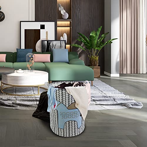 Mziart Kids Laundry Basket, Collapsible Laundry Hamper Toy Storage Basket Baby Nursery Hamper Fabric Storage Bin Gift Basket for Boys and Girls Bedroom Bathroom (Cute Wheat Horse)