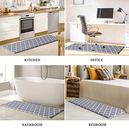 WISELIFE Kitchen Mat Cushioned Anti-Fatigue Rug,17.3"x 60",Non Slip Waterproof Rugs Heavy Duty PVC Ergonomic Comfort Mat for Kitchen, Floor Home, Office, Sink, Laundry, Grey