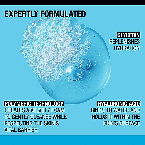 Neutrogena Hydro Boost Fragrance Free Hydrating Gel Facial Cleanser with Hyaluronic Acid, Daily Foaming Face Wash & Makeup Remover, Gentle Face Wash, Non-Comedogenic, 16 fl. oz