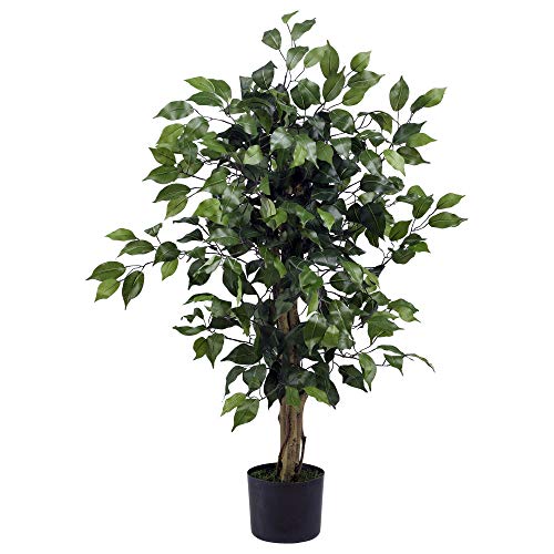 Nearly Natural 3' Ficus Silk Artificial Trees, 36in, Green